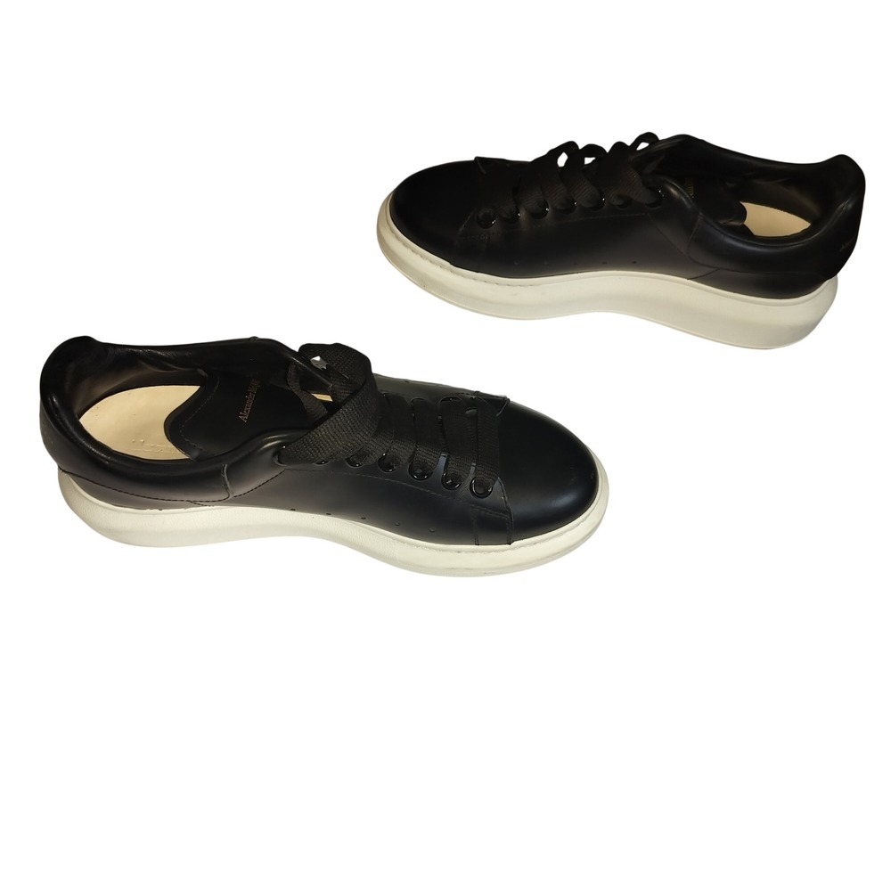 Alexander McQuee Oversized Sneakers Black Leather White Sole Womens Luxury Shoes - Picture 7 of 13